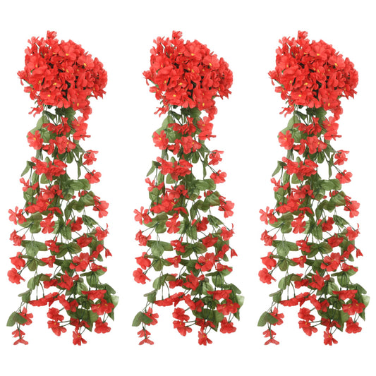 vidaXL Artificial Flower Garlands 3 pcs Red 85 cm
