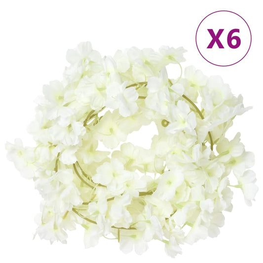 vidaXL Artificial Flower Garlands 6 pcs White 180 cm