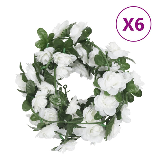 vidaXL Artificial Flower Garlands 6 pcs White 240 cm