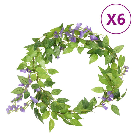 vidaXL Artificial Flower Garlands 6 pcs Purple 200 cm