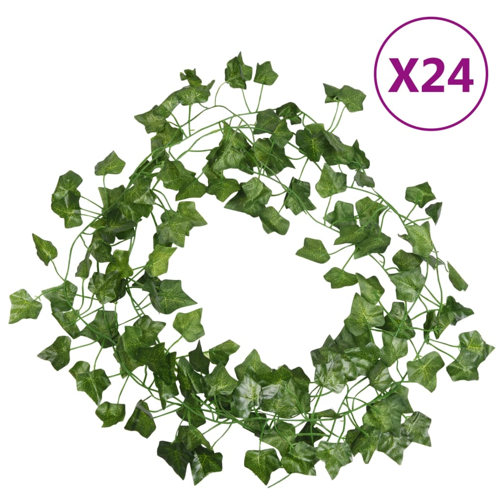 vidaXL Artificial Ivy Garlands 24 pcs Green 200 cm