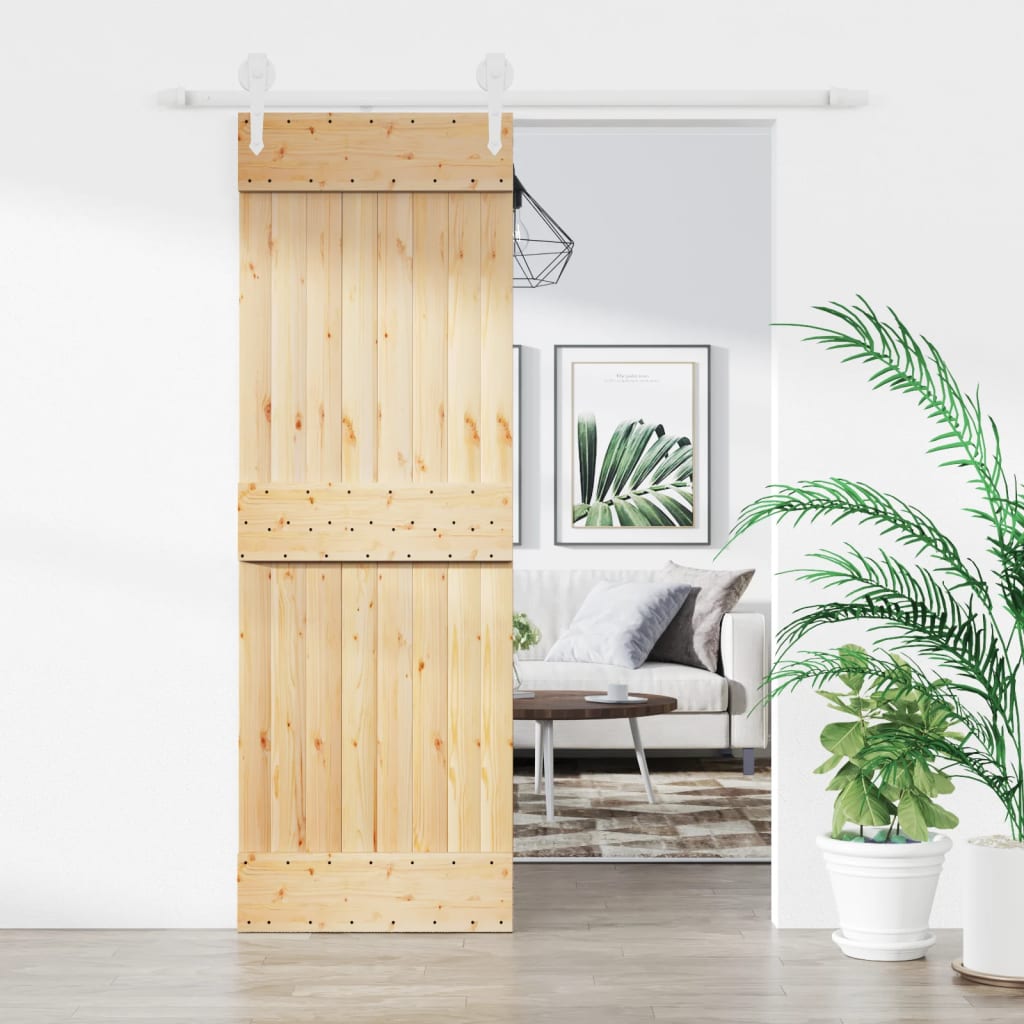 vidaXL Sliding Door with Hardware Set 70x210 cm Solid Wood Pine