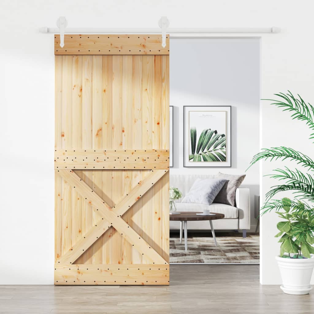vidaXL Sliding Door with Hardware Set 95x210 cm Solid Wood Pine