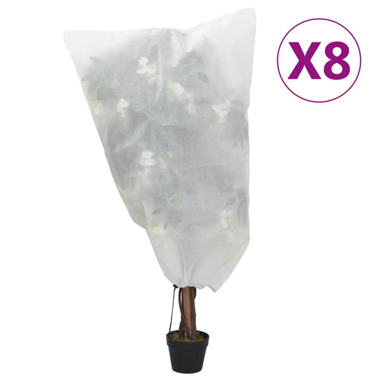 vidaXL Plant Fleece Covers with Drawstring 8 pcs 70 g/m² 0.8x1.2 m