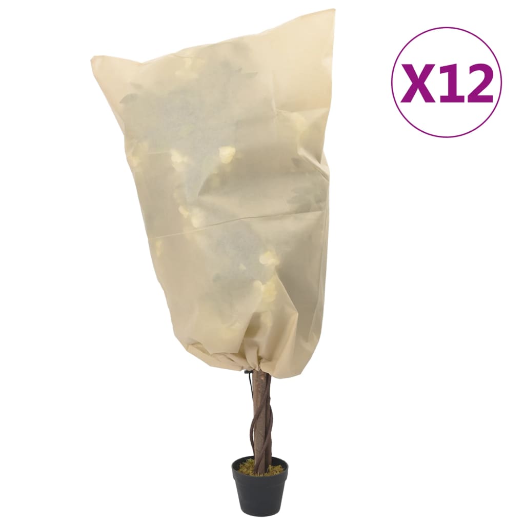 vidaXL Plant Fleece Covers with Drawstring 12 pcs 70 g/m² 0.8x1.2 m