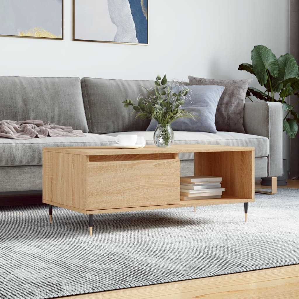 vidaXL Coffee Table Sonoma Oak 90x50x36.5 cm Engineered Wood