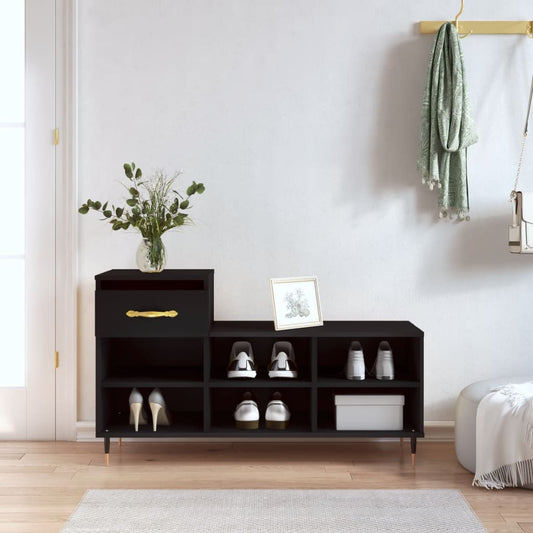 vidaXL Shoe Cabinet Black 102x36x60 cm Engineered Wood