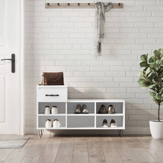 vidaXL Shoe Cabinet White 102x36x60 cm Engineered Wood