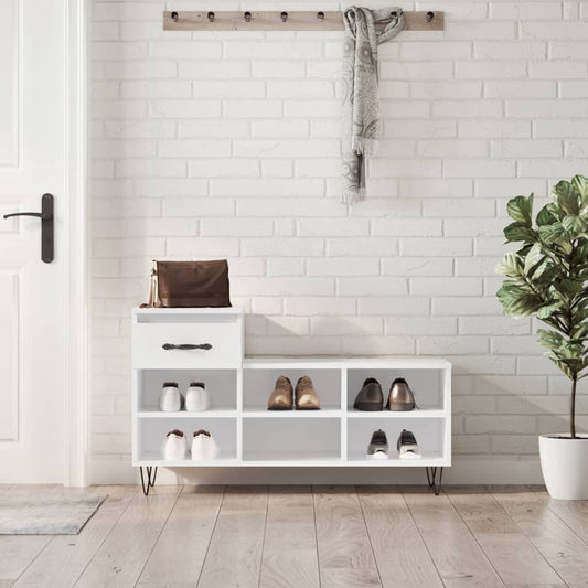 vidaXL Shoe Cabinet High Gloss White 102x36x60 cm Engineered Wood