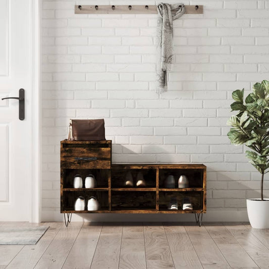 vidaXL Shoe Cabinet Smoked Oak 102x36x60 cm Engineered Wood