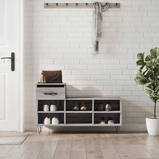 vidaXL Shoe Cabinet Grey Sonoma 102x36x60 cm Engineered Wood