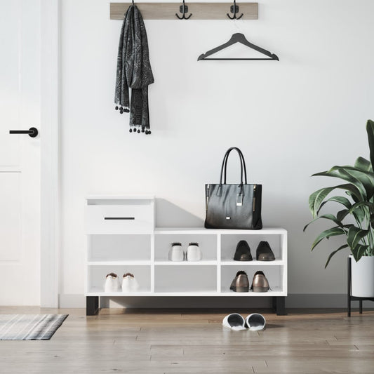 vidaXL Shoe Cabinet High Gloss White 102x36x60 cm Engineered Wood