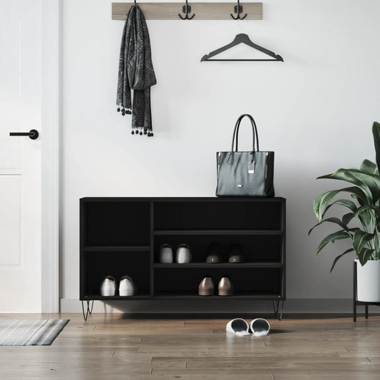vidaXL Shoe Cabinet Black 102x36x60 cm Engineered Wood