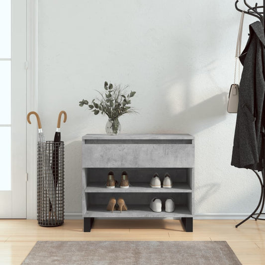 vidaXL Shoe Cabinet Concrete Grey 70x36x60 cm Engineered Wood
