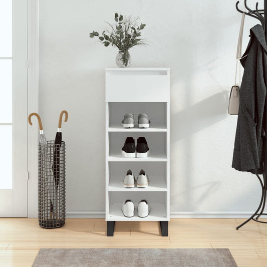 vidaXL Shoe Cabinet High Gloss White 40x36x105 cm Engineered Wood