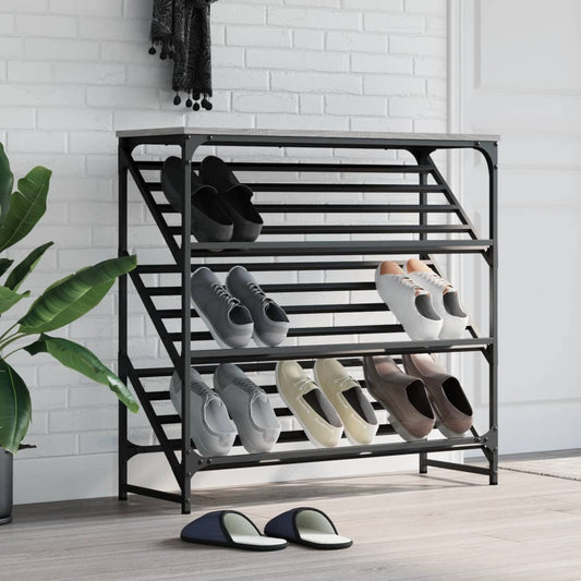 vidaXL Shoe Rack Grey Sonoma 90x30x85 cm Engineered Wood