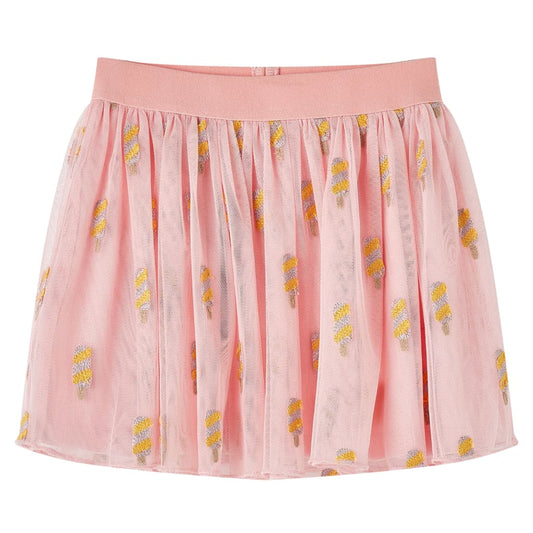 Kids' Skirt with Tulle and Popsicle Embroidery Light Pink 92