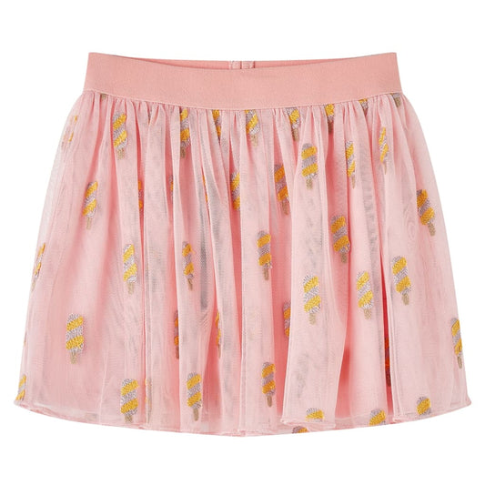 Kids' Skirt with Tulle and Popsicle Embroidery Light Pink 128