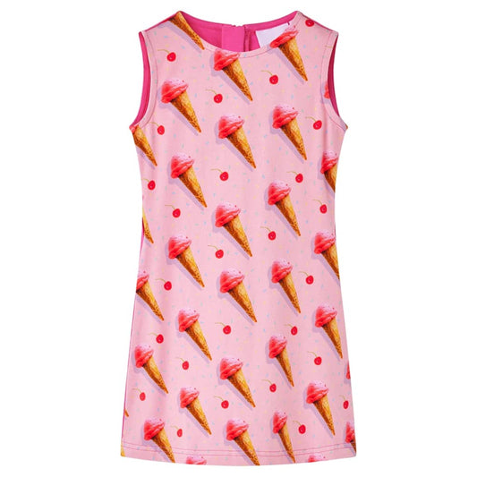 Kids' Dress Ice Cream Print Bright Pink 92