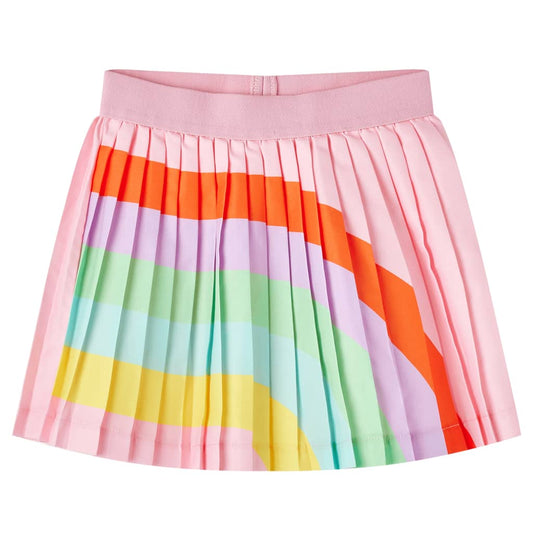 Kids' Pleated Skirt Rainbow Print Light Pink 116