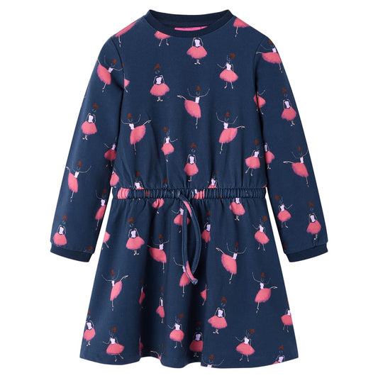 Kids' Dress Ballerina Print Navy Blue 116