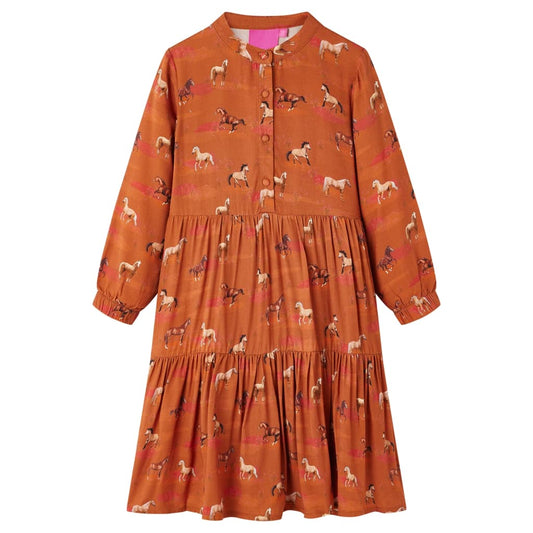 Kids' Dress Horses Print Cognac 104