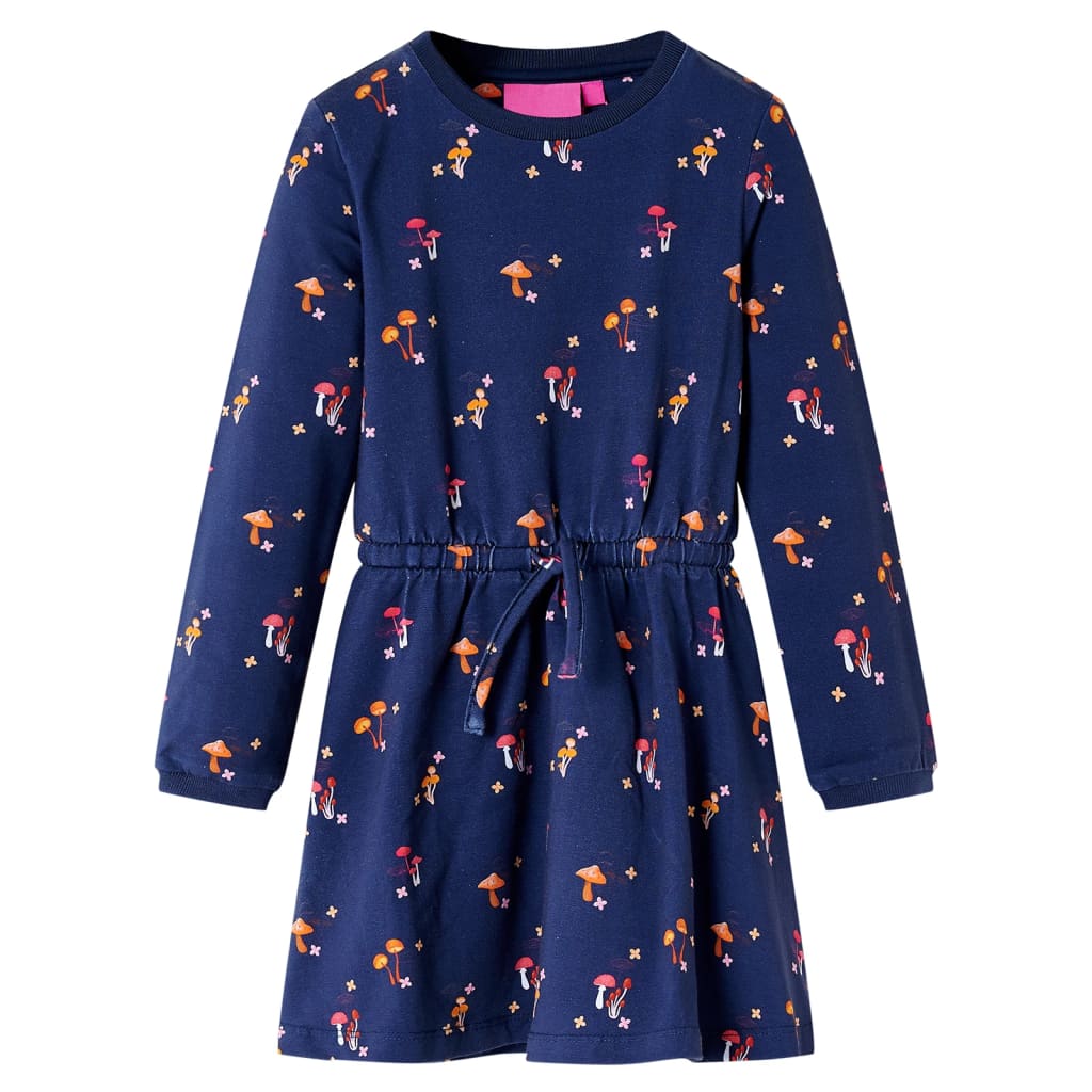 Kids' Dress Mushrooms Print Navy Blue 128