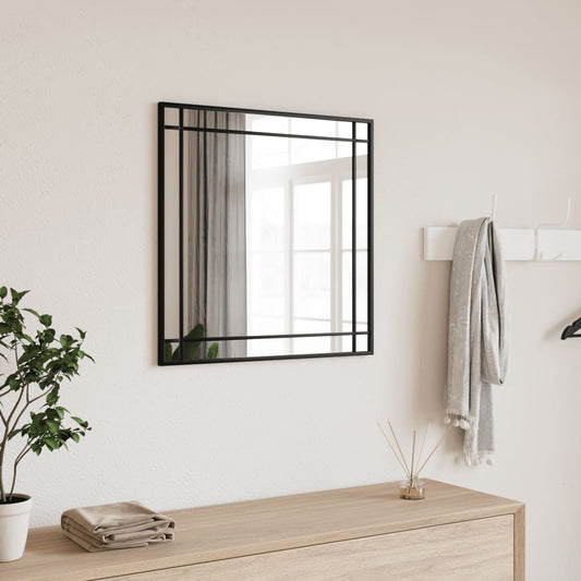 vidaXL Wall Mirror Black 60x60 cm Square Iron