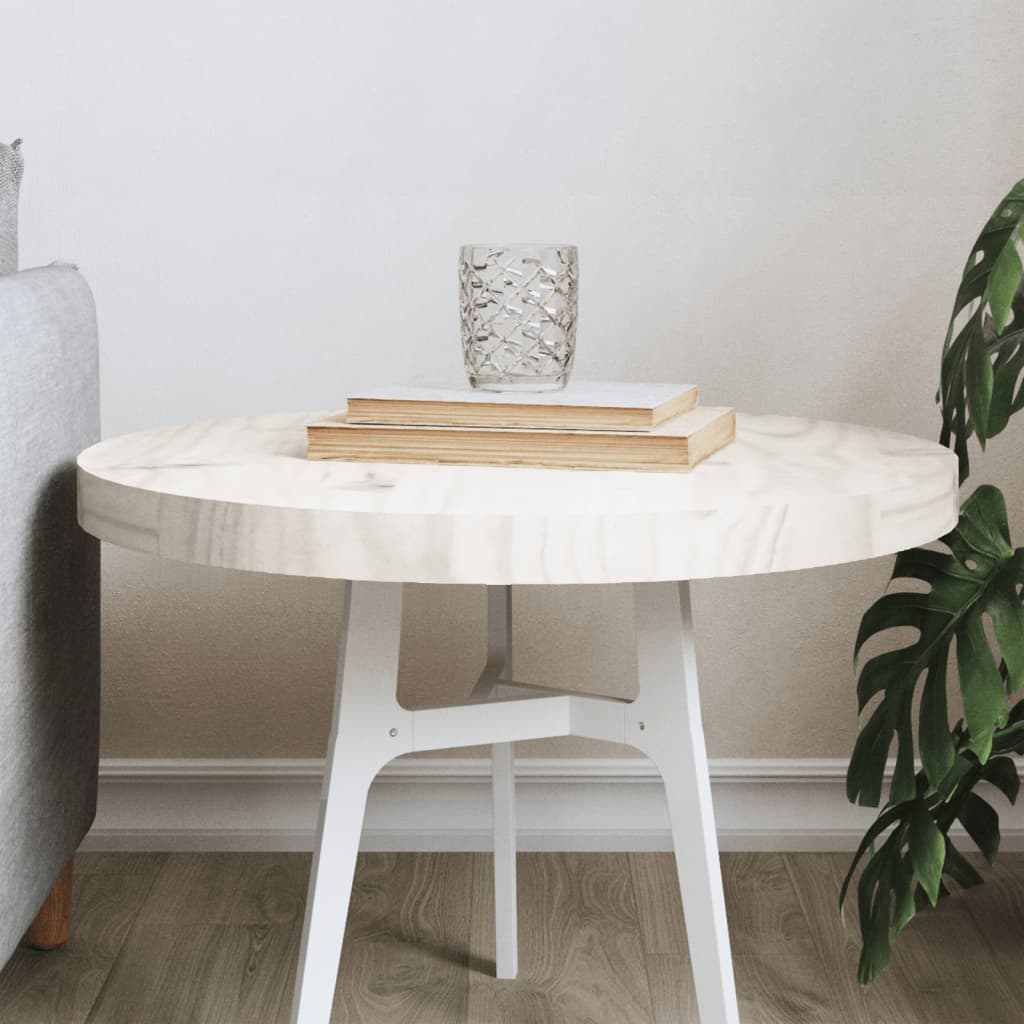 vidaXL Table Top Round White íÖ50x3 cm Solid Wood Pine