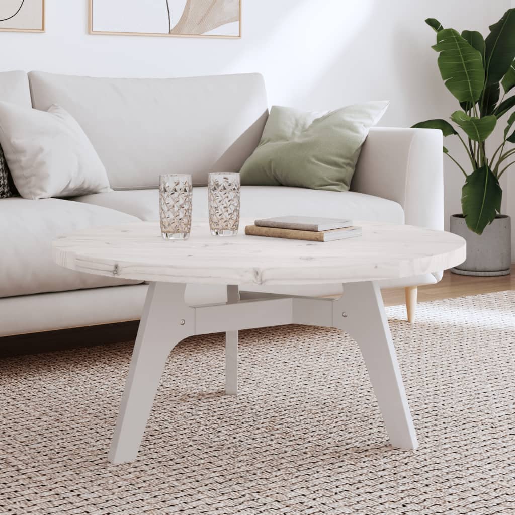 vidaXL Table Top Round White íÖ90x3 cm Solid Wood Pine