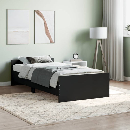 vidaXL Bed Frame Black 90x200 cm Engineered Wood