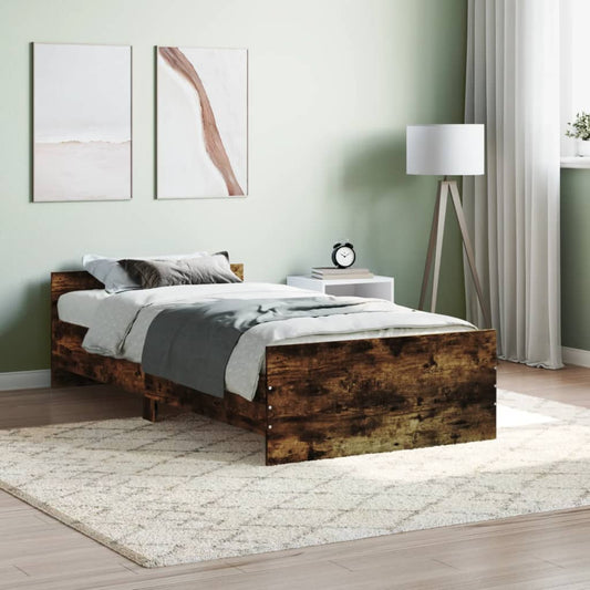 vidaXL Bed Frame Smoked Oak 90x200 cm Engineered Wood