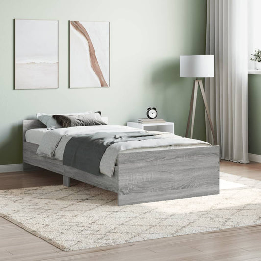 vidaXL Bed Frame Grey Sonoma 90x200 cm Engineered Wood