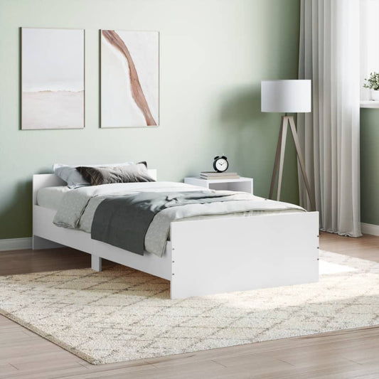 vidaXL Bed Frame White 100x200 cm Engineered Wood