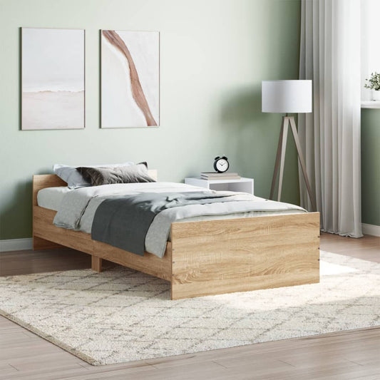 vidaXL Bed Frame Sonoma Oak 100x200 cm Engineered Wood