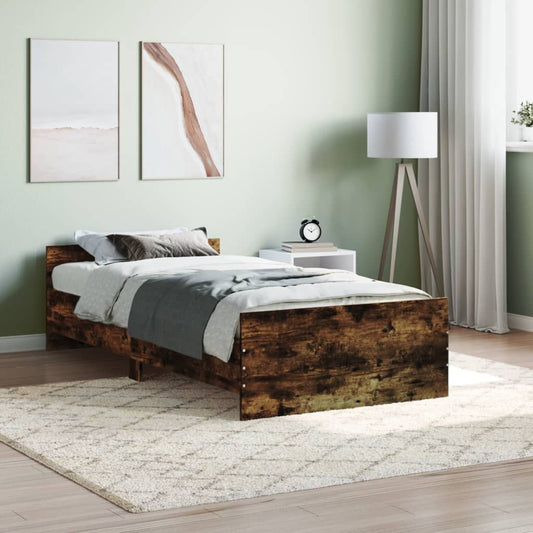 vidaXL Bed Frame Smoked Oak 100x200 cm Engineered Wood