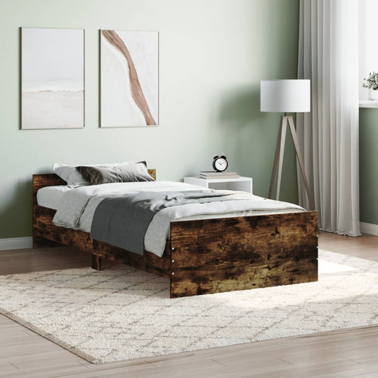 vidaXL Bed Frame Smoked Oak 90x190 cm Engineered Wood