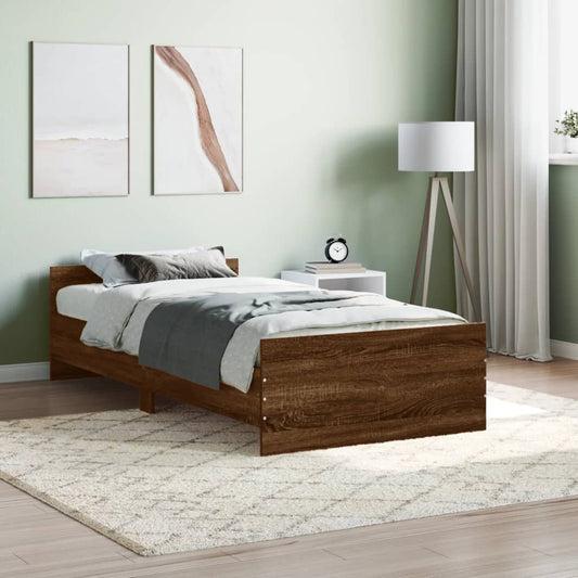 vidaXL Bed Frame Brown Oak 90x190 cm Engineered Wood