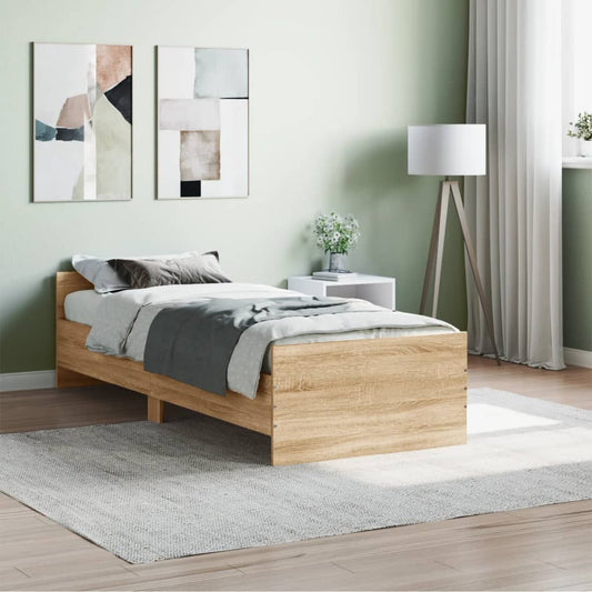 vidaXL Bed Frame Sonoma Oak 75x190 cm Small Single Engineered Wood