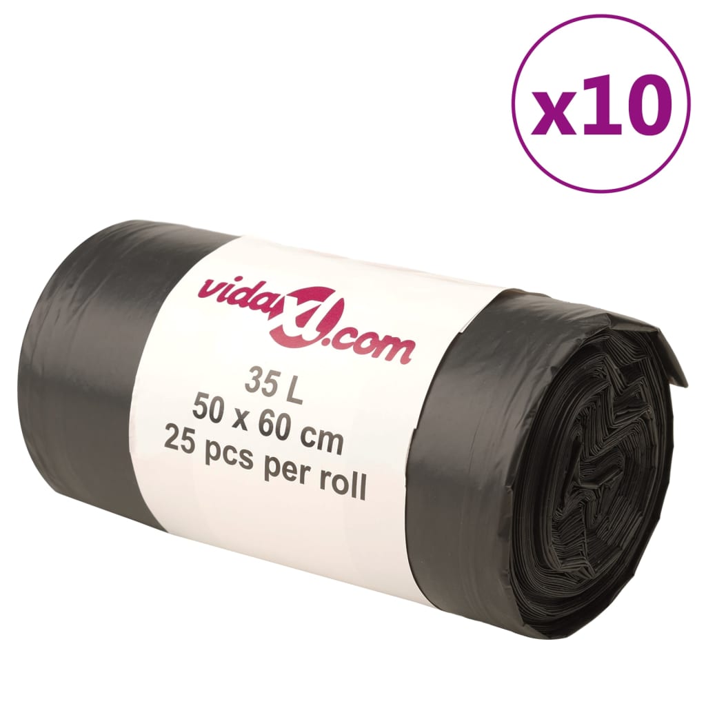 vidaXL Bin Bags 250 pcs Black 35 L