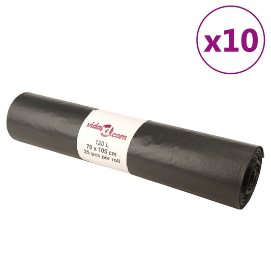 vidaXL Bin Bags 250 pcs Black 120 L