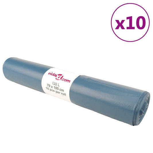 vidaXL Bin Bags 100 pcs Blue 120 L
