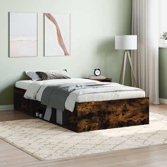 vidaXL Bed Frame Smoked Oak 100x200 cm