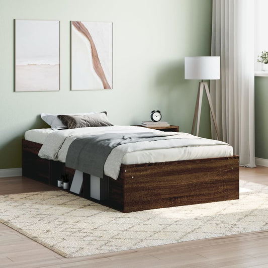 vidaXL Bed Frame Brown Oak 100x200 cm