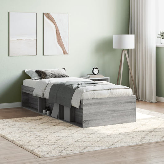 vidaXL Bed Frame Grey Sonoma 75x190 cm Small Single