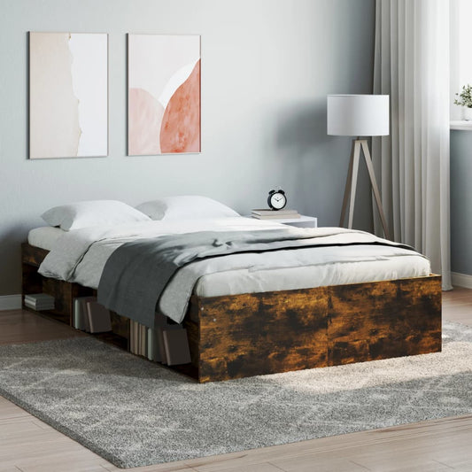 vidaXL Bed Frame Smoked Oak 120x200 cm