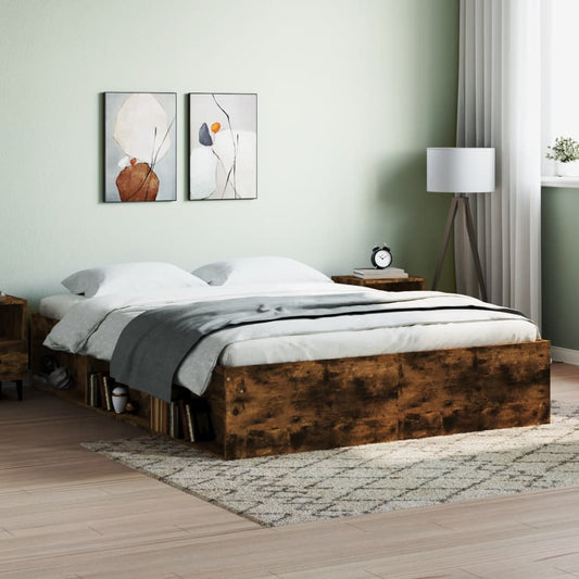 vidaXL Bed Frame Smoked Oak 140x200 cm