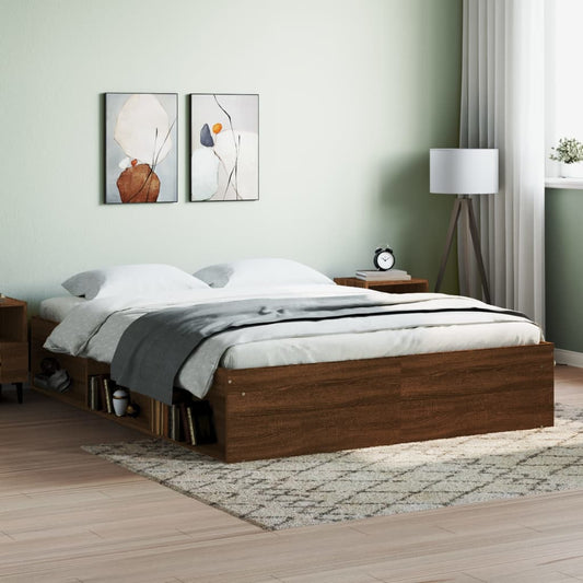 vidaXL Bed Frame Brown Oak 140x200 cm