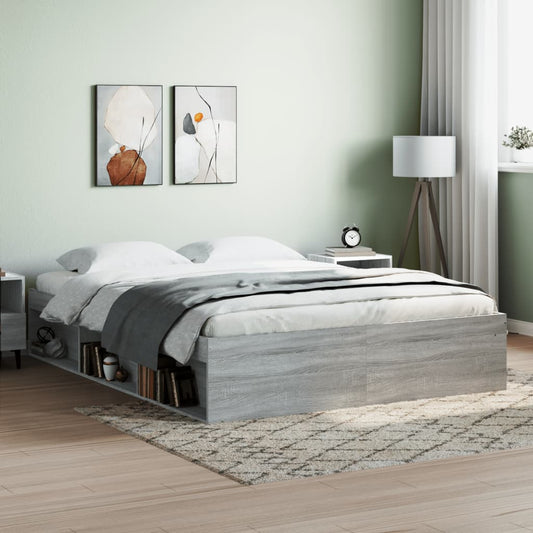 vidaXL Bed Frame Grey Sonoma 150x200 cm King Size