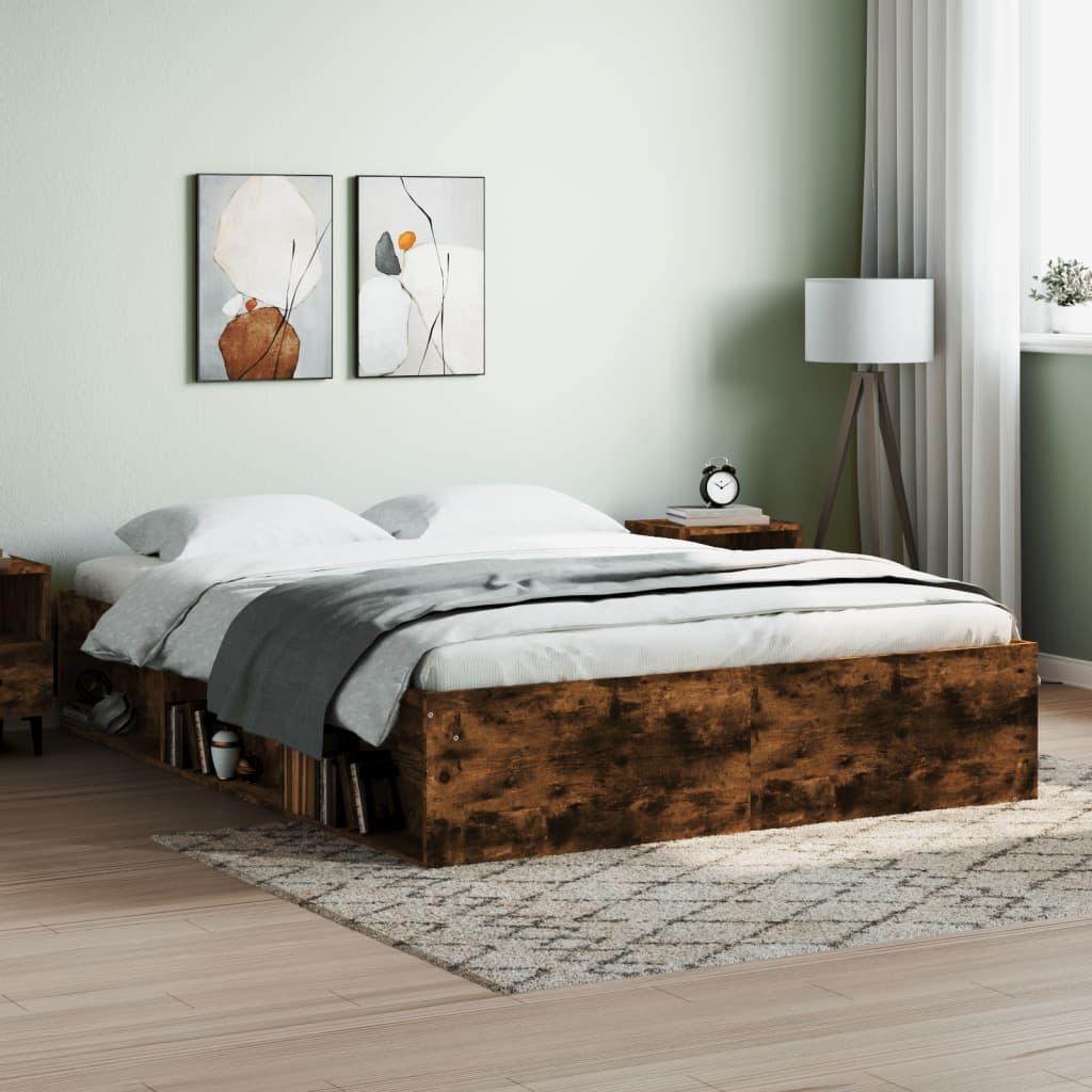vidaXL Bed Frame Smoked Oak 160x200 cm